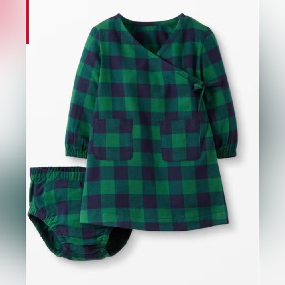 HANNA ANDERSSON Buffalo Plaid Flannel Dress Set